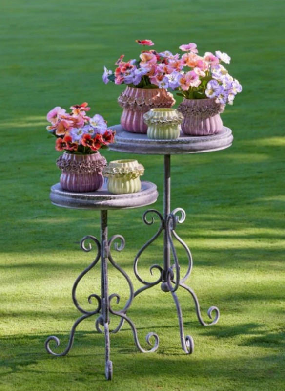 Vaso in ceramica con ghirlanda floreale rosa antico, impermeabile